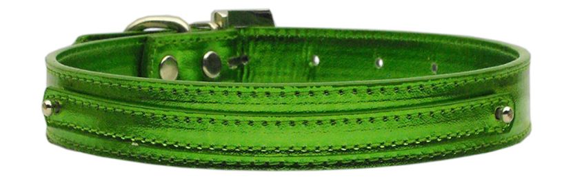 3/8" (10mm) Metallic Two Tier Collar Emerald Green (Size: (L))