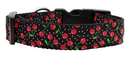 Cherries Nylon Collar Black (Size: (L))
