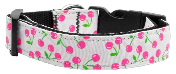 Cherries Nylon Collar White (Size: (L))