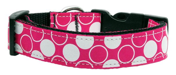 Diagonal Dots Nylon Collar  Bright Pink (Size: (L))