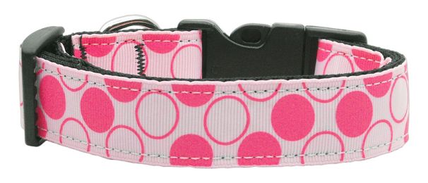 Diagonal Dots Nylon Collar  Light Pink (Size: (L))