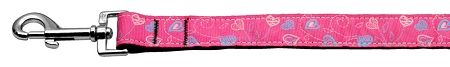 Crazy Hearts Nylon Collars Bright Pink 1 Leash (Size: 4 FT.)