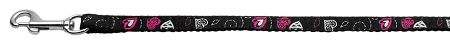 Crazy Hearts Nylon Collars Black 3/8 Leash (Size: 4 FT.)