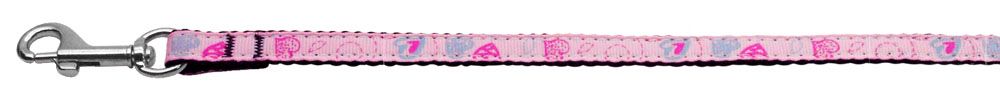 Crazy Hearts Nylon Collars Light Pink 3/8 Leash (Size: 4 FT.)