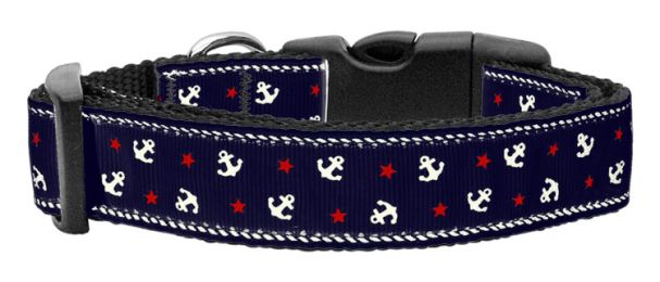 Anchors Nylon Ribbon Collar Blue (Size: (L))