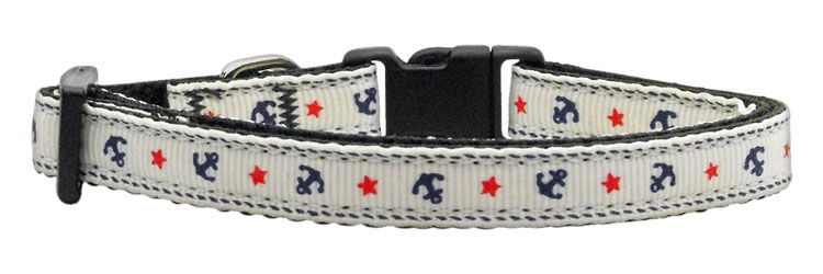 Anchors Nylon Ribbon Collar White (Size: (S))