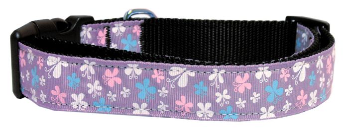Butterfly Nylon Ribbon Collar Lavender (Size: (L))