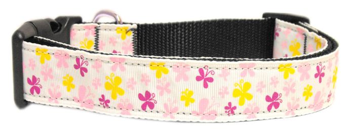 Butterfly Nylon Ribbon Collar White (Size: (L))