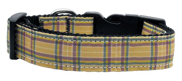 Plaid Nylon Collar  Khaki (Size: (L))