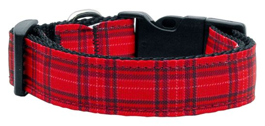 Plaid Nylon Collar  Red (Size: (L))