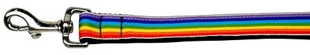 Rainbow Striped Nylon Collars Rainbow Stripes 1 Leash (Size: 4 FT.)