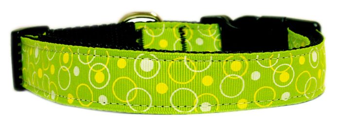 Retro Nylon Ribbon Collar Lime Green (Size: (L))