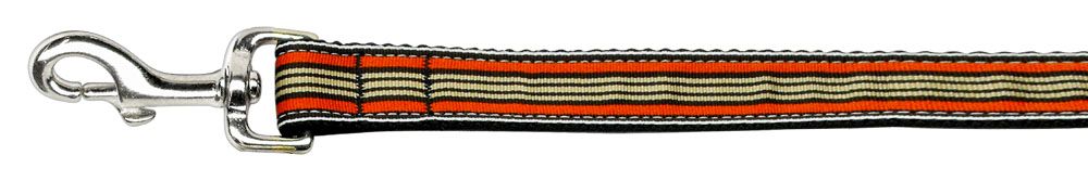Preppy Stripes Nylon Ribbon Collars Orange/Khaki 1 Leash (Size: 4 FT.)
