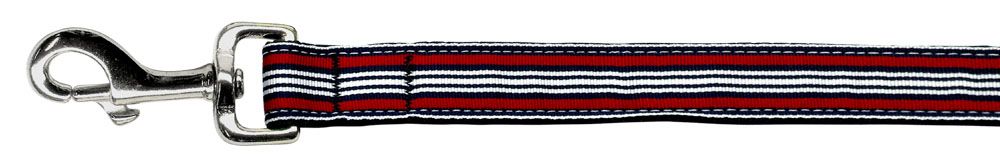 Preppy Stripes Nylon Ribbon Collars Red/White 1 Leash (Size: 4 FT.)