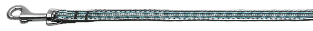 Preppy Stripes Nylon Ribbon Collars Light Blue/White 3/8 Leash (Size: 4 FT.)