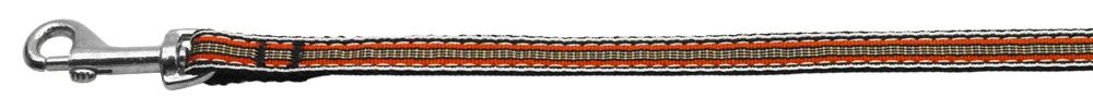 Preppy Stripes Nylon Ribbon Collars Orange/Khaki 3/8 Leash (Size: 4 FT.)